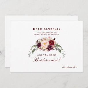 Burgundy Red Floral werden Sie meine Bridesmaid se Einladung