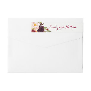 Burgundy Red Floral Wrap rund um Label