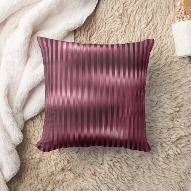 Burgundy Red Glam Stripes Kissen (Decke)