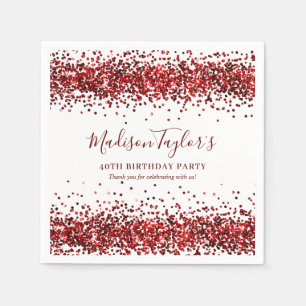Burgundy Red Glitzer Sparkle Confetti Geburtstag Serviette