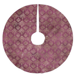 Burgundy Red Gold Damask Polyester Weihnachtsbaumdecke