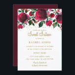 Burgundy Red Gold Floral 16 . Geburtstag Geburtsta Einladung<br><div class="desc">Mehr elegante 16 . Geburtstag Geburtstagseinladungen im Kleinen Bayleigh Store!</div>