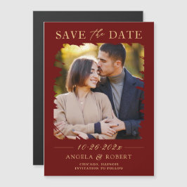 Burgundy Red Gold Foto Speichern Sie das Date Magn Magnetkarte