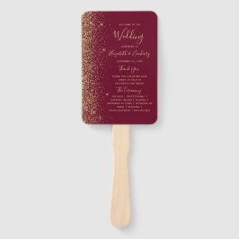 Burgundy Red Gold Glitzer Edge Wedding Program Fächer