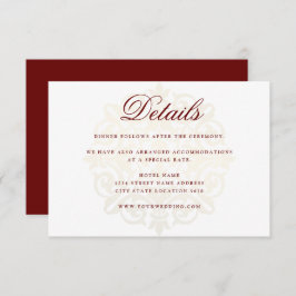 Burgundy Red Gold Mandala Indian Wedding Details Begleitkarte