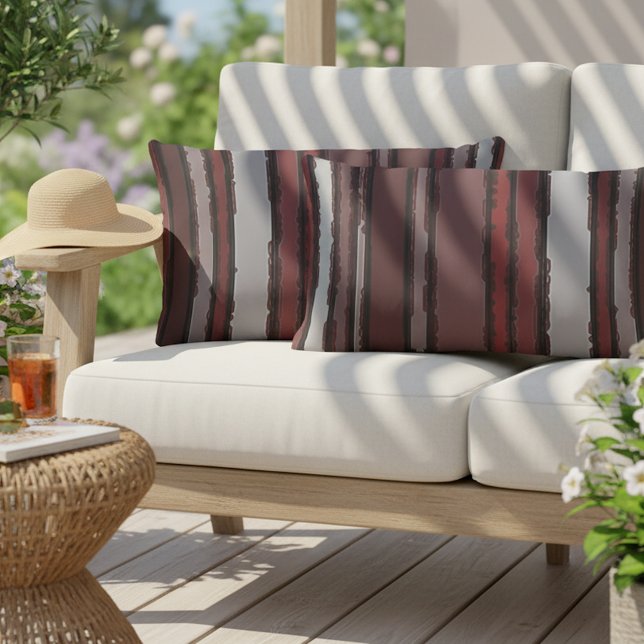 Burgundy Red Gray Mauve Taupe Muster Kissen Für Draußen (Von Creator hochgeladen)