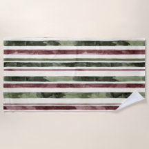 Burgundy Red Green Cream Stripes
