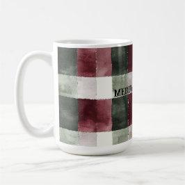 Burgundy Red Green Cream Weiße Karierte Streifen Kaffeetasse