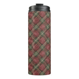 Burgundy Red Green Plaid Thermosbecher