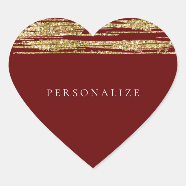 Burgundy Red Imitats Glitzer Streifen Herz-Aufkleber (Vorderseite)