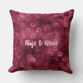Burgundy Red Kisses Lips Kissen