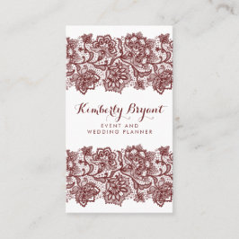 Burgundy Red Lace Elegant und stilvoll White Visitenkarte