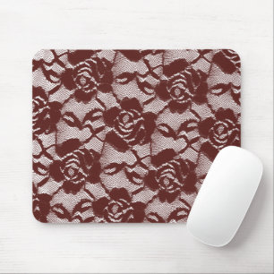 Burgundy Red Lace Floral Mousepad
