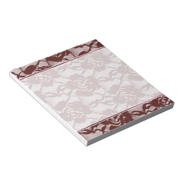 Burgundy Red Lace Floral Notizblock (angewinkelt)