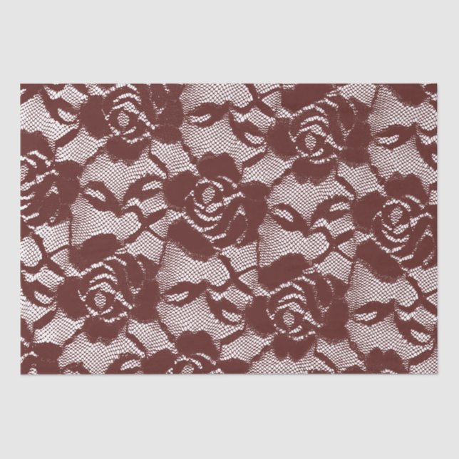 Burgundy Red Lace Floral Seidenpapier (Vorderseite)
