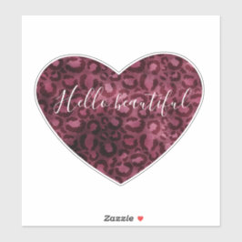 Burgundy Red Leopard Print Heart Schönes Zitat Aufkleber