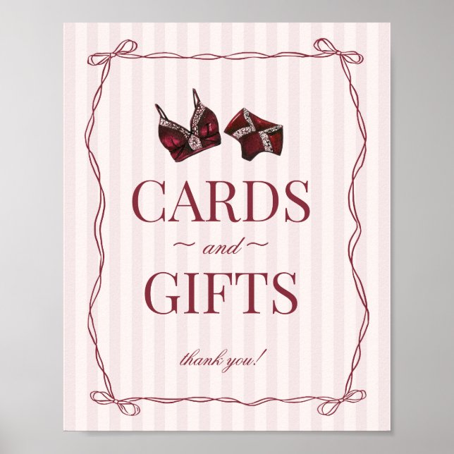 Burgundy Red Lingerie Bachelorette Cards & Gifts Poster (Vorne)