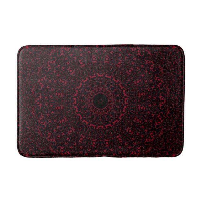 Burgundy Red Mandala mit Ziersymmetrie Badematte (Vorderseite)