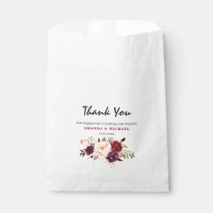 Burgundy Red Marsala Floral Rustic Boho Hochzeit Geschenktütchen