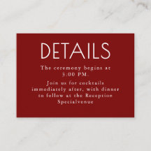 Burgundy Red Modern Minimalist Wedding Details