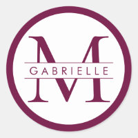 Burgundy Red Monogram und Name Stickers