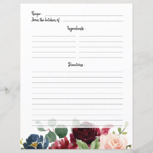 Burgundy Red Navy Blush Brautparty Rezept Karte