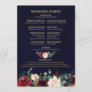 Burgundy Red Navy Floral Rustic Boho Fan Back Programm