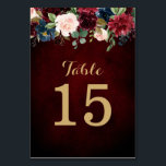 Burgundy Red Navy Floral Rustic Boho Tischnummer<br><div class="desc">Watercolor Burgundy Red Navy florale Rustikale Boho Hochzeit Tischnummer Card. Ideal für eine Hochzeit im Herbst. Das Design verfügt über ein atemberaubendes Bouquet aus Bordeaux / Marsala , Pfirsich , Marine Blume / Rose mit passenden Blätter. Mehr passende Designs und Variationen finden Sie in meinem "Blitzweddingpaperie" Shop. Und zögern Sie...</div>