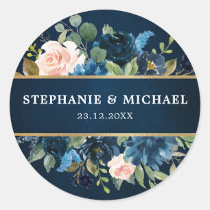 Burgundy Red Navy Floral Rustic Boho Vielen Dank Runder Aufkleber