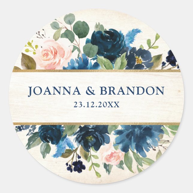 Burgundy Red Navy Floral Rustic Boho Vielen Dank Runder Aufkleber (Vorderseite)