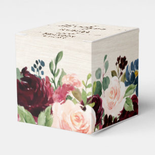 Burgundy Red Navy Floral Rustic Boho Wedding Geschenkschachtel