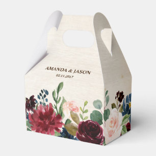 Burgundy Red Navy Floral Rustic Boho Wedding Geschenkschachtel