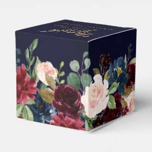 Burgundy Red Navy Floral Rustic Boho Wedding Geschenkschachtel