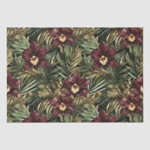 Burgundy Red Orchid Floral Seidenpapier