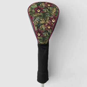 Burgundy Red Orchid Floral Tropical Golf Headcover