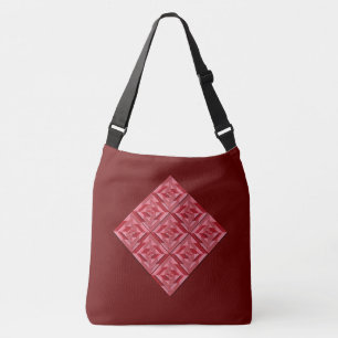 "BURGUNDY RED PATCHWORK QUILT SQUARE" TRAGETASCHEN MIT LANGEN TRÄGERN