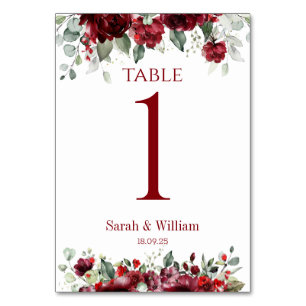 Burgundy Red Peony Eukalyptus Greenerenerity Weddi Tischnummer