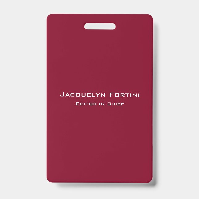 Burgundy Red Schlicht Elegante Moderne Minimalisti Ausweis (Vorderseite)