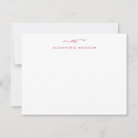 Burgundy Red Script Monogram Chic Swash Stationier