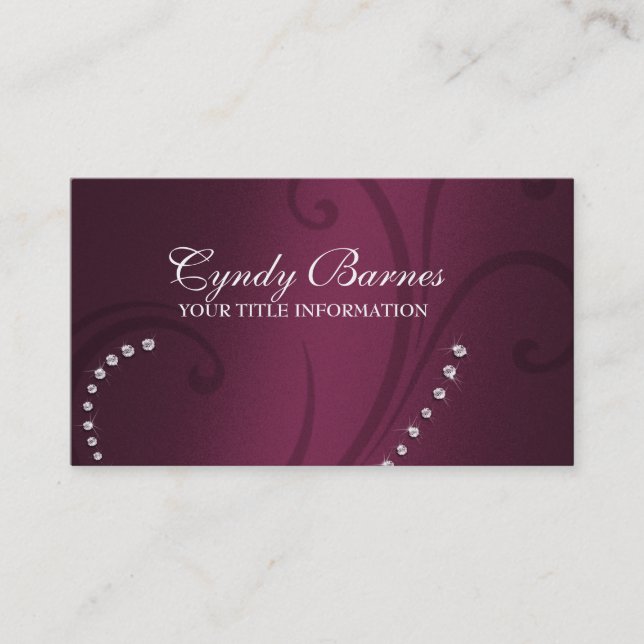 Burgundy Red Shimmer und Crystal Business Card Visitenkarte (Vorderseite)