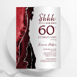 Burgundy Red Silver Agate Überraschung 60. Geburts Einladung<br><div class="desc">Burgunder Rot und Silber überrascht 60. Geburtstag Einladung. Elegantes modernes Design mit Aquarellfarben-marmorgeode Hintergrund,  Imitats Glitzer Silber und Typografie Skript-Schriftart. Die trendige Einladungskarte eignet sich perfekt für eine stilvolle Damenfeier. Gedruckte Zazzle-Einladungen oder Sofortdownload digitaler Druckvorlage.</div>