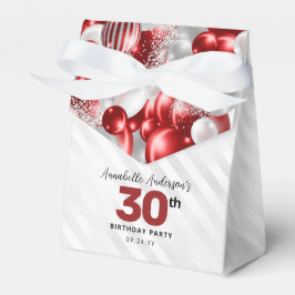 Burgundy Red Silver Balloon Glitzer Gunst Birthday Geschenkschachtel