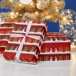 Burgundy Red Snowman Geschenkpapier