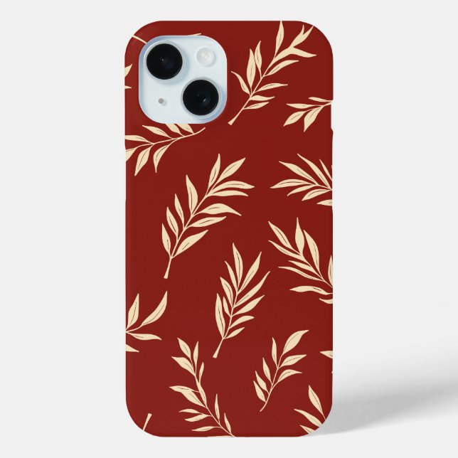 Burgundy Red Tropical Palm Leaf Blumenmuster Case-Mate iPhone Hülle (Rückseite)