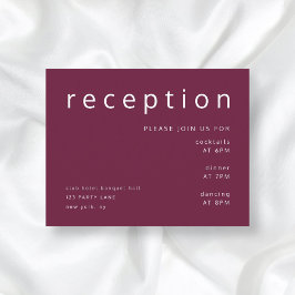 Burgundy Red Typografy Elegante Wedding Empfang Begleitkarte