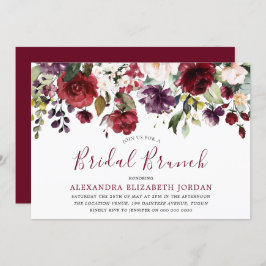 Burgundy Red Watercolor Brautparty Brunch Einladung