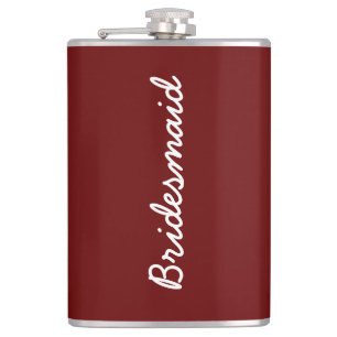 Burgundy Red Wedding Bridal Bridesmaid Gift Favor Flachmann