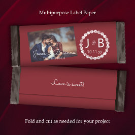 Burgundy Red Wedding Candy Bar Wrapper mit Foto