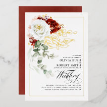 Burgundy Red & White Floral Boho Elegante Hochzeit