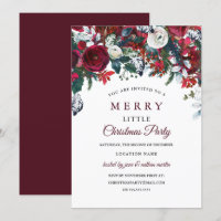 Burgundy Red White Floral Christmas Party